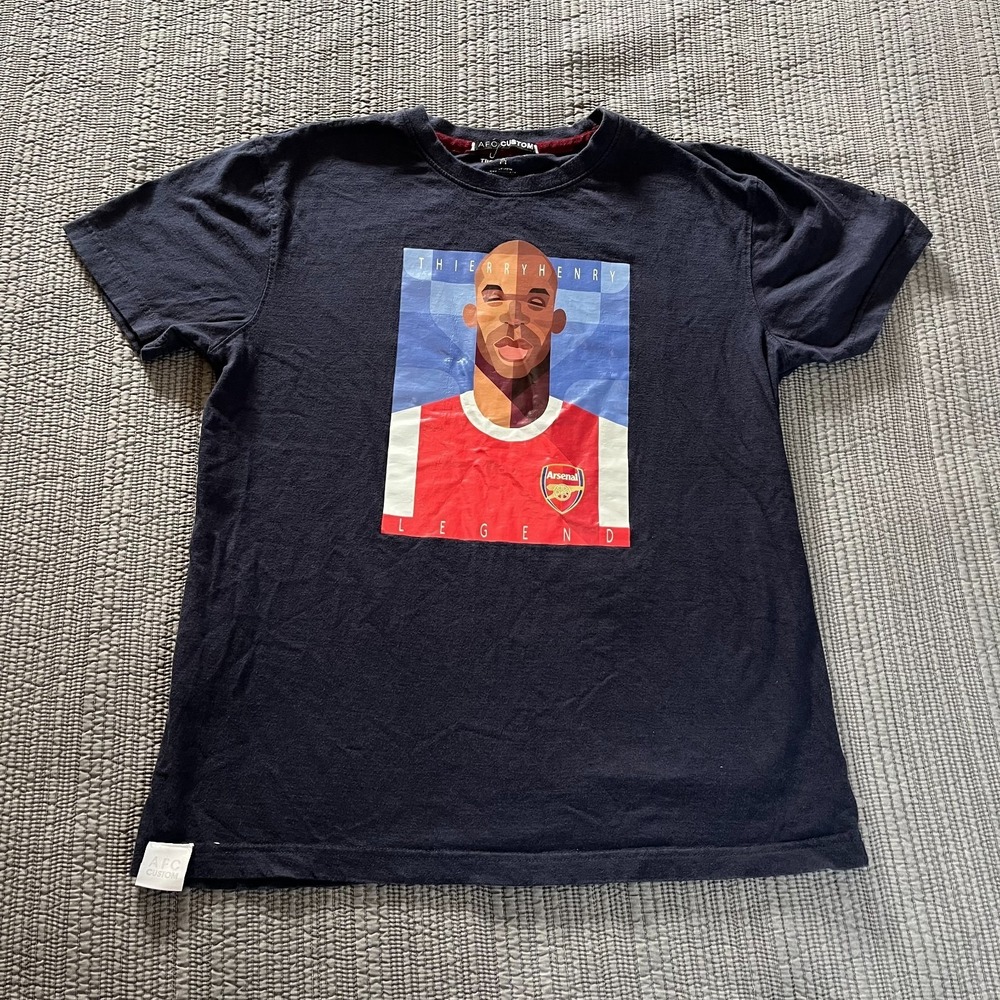 AFC Custom Thierry Henry Legend Arsenal Soccer T-Shirt Men's Medium Navy Blue